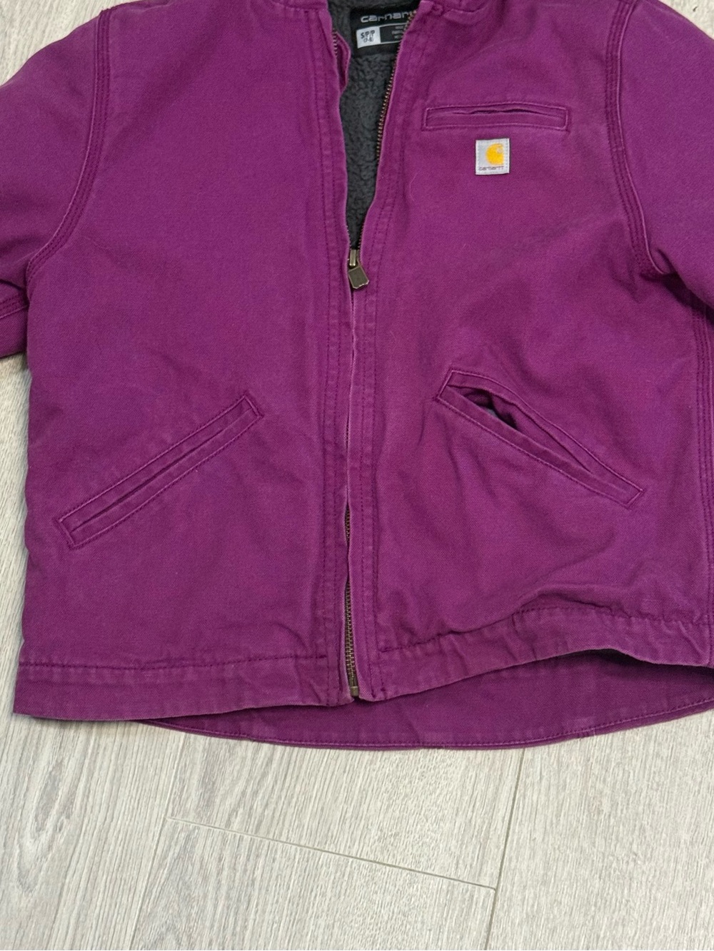 Carhartt Hooded Kids Jacket in Plum Size 7/8 Small - Picture 4 of 9